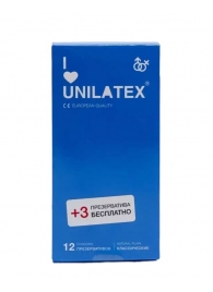 Классические презервативы Unilatex Natural Plain - 12 шт. + 3 шт. в подарок - Unilatex - купить с доставкой в Краснодаре