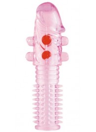 Гелевая розовая насадка с шариками и шипами - 14 см. - ToyFa - в Краснодаре купить с доставкой
