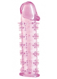 Гелевая розовая насадка на фаллос с шипами - 12 см. - Toyfa Basic - в Краснодаре купить с доставкой