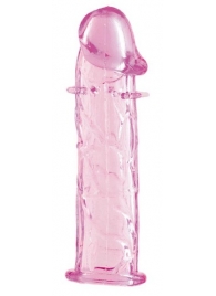 Гладкая розовая насадка с усиками под головкой - 12,5 см. - Toyfa Basic - в Краснодаре купить с доставкой