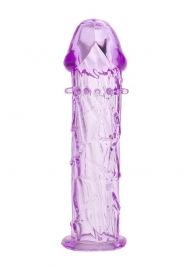 Гладкая фиолетовая насадка с усиками под головкой - 12,5 см. - Toyfa Basic - в Краснодаре купить с доставкой
