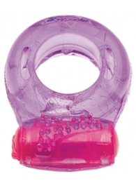 Фиолетовое эрекционное кольцо с виброэлементом в верхней части - Toyfa Basic - в Краснодаре купить с доставкой