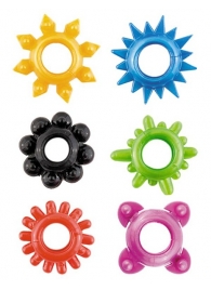 Набор из 6 разноцветных эрекционных колец - Toyfa Basic - в Краснодаре купить с доставкой