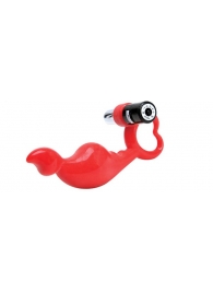 Красный силиконовый стимулятор с вибропулей на ручке - Dream Toys