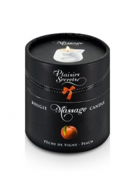 Массажная свеча с ароматом персика Bougie Massage Gourmande Pêche - 80 мл. - Plaisir Secret - купить с доставкой в Краснодаре