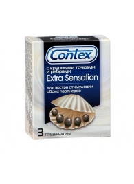 Презервативы с крупными точками и рёбрами Contex Extra Sensation - 3 шт. - Contex - купить с доставкой в Краснодаре