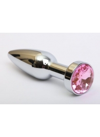 Удлинённая серебристая пробка с розовым кристаллом - 11,2 см. - 4sexdreaM - купить с доставкой в Краснодаре