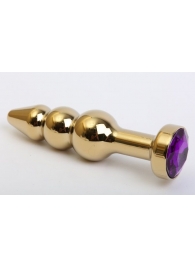 Золотистая анальная ёлочка с фиолетовым кристаллом - 11,2 см. - 4sexdreaM - купить с доставкой в Краснодаре
