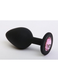 Чёрная силиконовая пробка с розовым стразом - 7,1 см. - 4sexdreaM - купить с доставкой в Краснодаре
