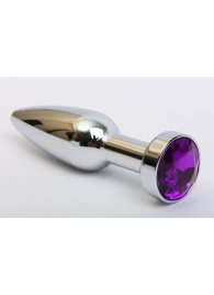 Удлинённая серебристая пробка с фиолетовым кристаллом - 11,2 см. - 4sexdreaM - купить с доставкой в Краснодаре