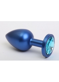 Синяя анальная пробка с голубым кристаллом - 8,2 см. - 4sexdreaM - купить с доставкой в Краснодаре