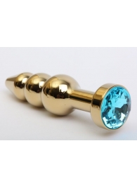 Золотистая анальная ёлочка с голубым кристаллом - 11,2 см. - 4sexdreaM - купить с доставкой в Краснодаре