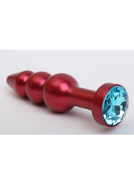 Красная анальная ёлочка с голубым кристаллом - 11,2 см. - 4sexdreaM - купить с доставкой в Краснодаре