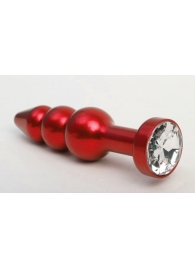 Красная анальная ёлочка с прозрачным кристаллом - 11,2 см. - 4sexdreaM - купить с доставкой в Краснодаре