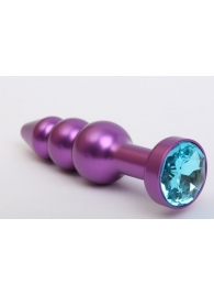 Фиолетовая фигурная анальная ёлочка с голубым кристаллом - 11,2 см. - 4sexdreaM - купить с доставкой в Краснодаре