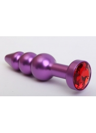 Фиолетовая фигурная анальная ёлочка с красным кристаллом - 11,2 см. - 4sexdreaM - купить с доставкой в Краснодаре