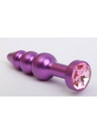 Фиолетовая фигурная анальная ёлочка с розовым кристаллом - 11,2 см. - 4sexdreaM - купить с доставкой в Краснодаре