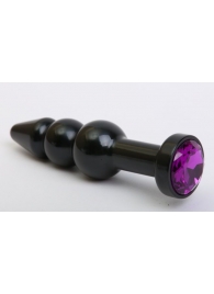 Чёрная анальная ёлочка с фиолетовым кристаллом - 11,2 см. - 4sexdreaM - купить с доставкой в Краснодаре