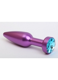 Фиолетовая анальная пробка с голубым стразом - 11,2 см. - 4sexdreaM - купить с доставкой в Краснодаре