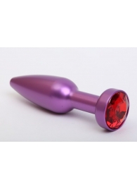 Фиолетовая анальная пробка с красным стразом - 11,2 см. - 4sexdreaM - купить с доставкой в Краснодаре