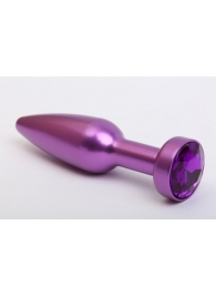 Фиолетовая анальная пробка с фиолетовым стразом - 11,2 см. - 4sexdreaM - купить с доставкой в Краснодаре