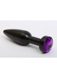 Чёрная удлинённая пробка с фиолетовым кристаллом - 11,2 см. - 4sexdreaM - купить с доставкой в Краснодаре