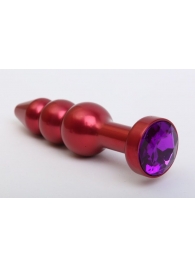 Красная анальная ёлочка с фиолетовым кристаллом - 11,2 см. - 4sexdreaM - купить с доставкой в Краснодаре