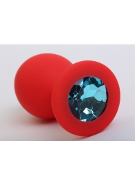 Красная силиконовая пробка с голубым стразом - 8,2 см. - 4sexdreaM - купить с доставкой в Краснодаре