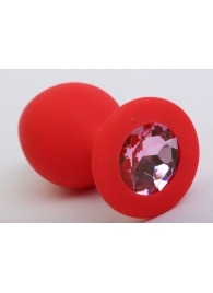 Красная силиконовая пробка с розовым стразом - 8,2 см. - 4sexdreaM - купить с доставкой в Краснодаре