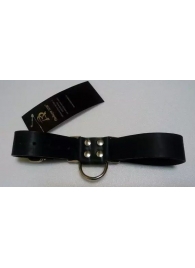 Чёрные широкие ременные наручники с полукольцом - Подиум - купить с доставкой в Краснодаре