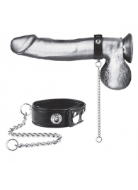 Утяжка на пенис с поводком Snap Cock Ring With 12  Leash - BlueLine - купить с доставкой #SOTBIT_REGIONS_UF_V_REGION_NAME#