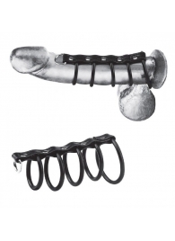 Хомут на пенис с 5 резиновыми кольцами 5 Ring Rubber Gates Of Hell With Lead - BlueLine - купить с доставкой в Краснодаре