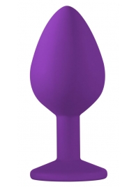 Средняя фиолетовая анальная пробка Emotions Cutie Medium с прозрачным кристаллом - 8,5 см. - Lola Games - купить с доставкой в Краснодаре