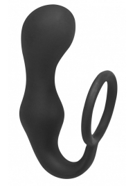 Чёрное эрекционное кольцо с анальной пробкой Double Pleasure Anal Plug - Lola Games - в Краснодаре купить с доставкой