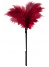 Пластиковая метелочка с красными пёрышками Small Feather Tickler - 32 см. - Blush Novelties - купить с доставкой в Краснодаре