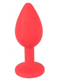 Красная силиконовая анальная пробка с красным кристаллом Joy - 7,2 см. - Orion - купить с доставкой в Краснодаре