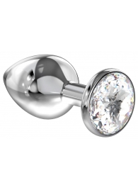 Большая серебристая анальная пробка Diamond Clear Sparkle Large с прозрачным кристаллом - 8 см. - Lola Games - купить с доставкой в Краснодаре