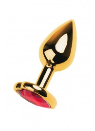 Золотистая анальная пробка с кристаллом-сердцем - 7,5 см. - ToyFa - купить с доставкой в Краснодаре