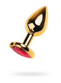 Золотистая анальная пробка с кристаллом-сердцем - 7,5 см. - ToyFa - купить с доставкой в Краснодаре