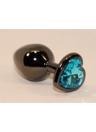 Чёрная пробка с голубым сердцем-кристаллом - 7 см. - 4sexdreaM - купить с доставкой в Краснодаре