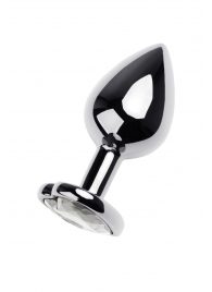 Серебристая анальная пробка с прозрачным кристаллом-сердцем - 8 см. - ToyFa - купить с доставкой в Краснодаре