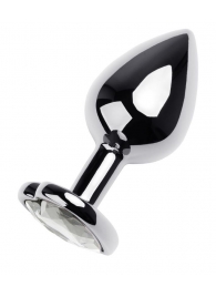 Серебристая анальная пробка с прозрачным кристаллом-сердцем - 8 см. - ToyFa - купить с доставкой в Краснодаре