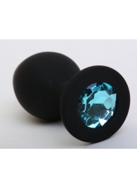 Чёрная анальная втулка с голубым кристаллом - 7,3 см. - Джага-Джага - купить с доставкой в Краснодаре