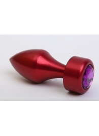 Красная анальная пробка с фиолетовым кристаллом - 7,8 см. - 4sexdreaM - купить с доставкой в Краснодаре
