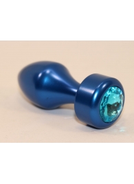 Синяя анальная пробка с голубым кристаллом - 7,8 см. - 4sexdreaM - купить с доставкой в Краснодаре