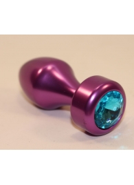 Фиолетовая анальная пробка с голубым кристаллом - 7,8 см. - 4sexdreaM - купить с доставкой в Краснодаре