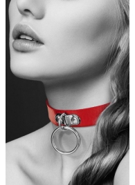 Красный узенький чокер с кольцом - Bijoux Pour Toi - купить с доставкой в Краснодаре