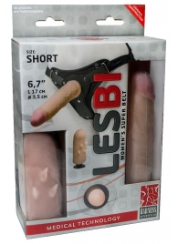 Телесный поясной страпон LESBI с вагинальной пробкой - 17 см. - LOVETOY (А-Полимер) - купить с доставкой в Краснодаре