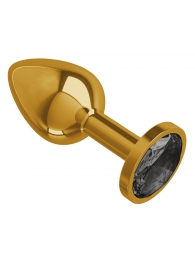 Золотистая анальная втулка с чёрным кристаллом - 7 см. - Джага-Джага - купить с доставкой в Краснодаре