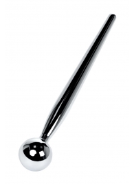 Серебристый уретральный плаг с ограничителем-шариком Metal - 9,5 см. - ToyFa - купить с доставкой в Краснодаре